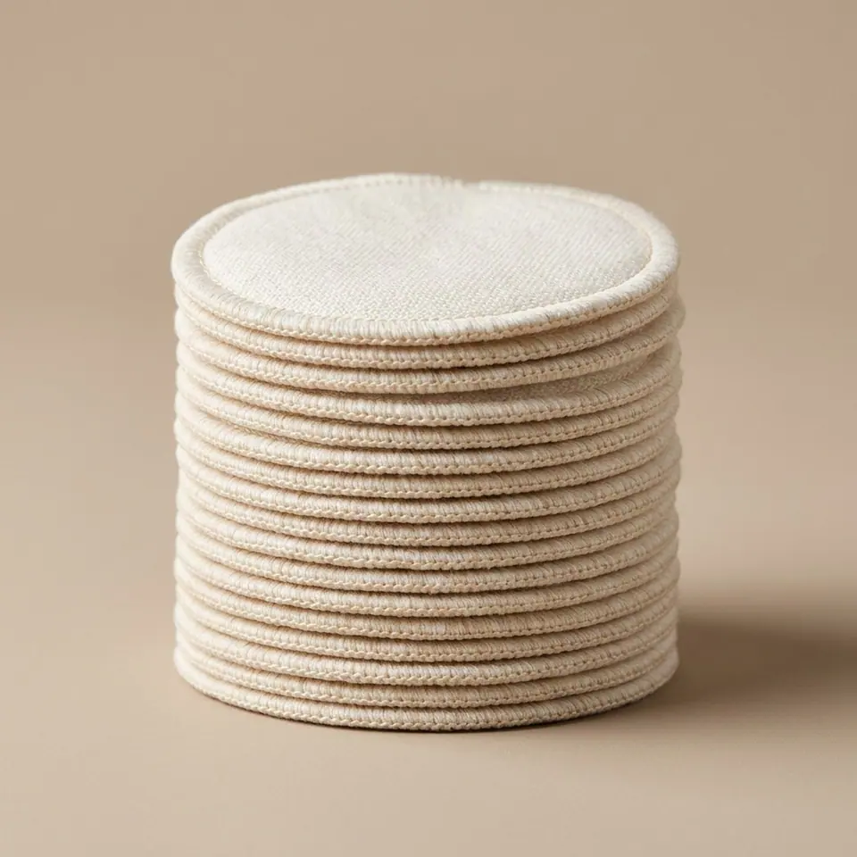 Reusable bamboo fibre cleansing pads with mesh wash bag